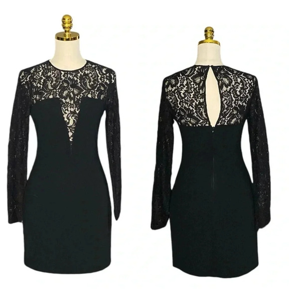 ARITZIA BABATON |  Masaki Black Lace Bastier Bodycon Mini Dress Size 4 - Picture 3 of 11